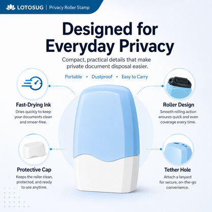 Identity Theft Protection Roller Stamp – Privacy Guard for Hiding Personal Information, Security Ink Roller for Mail, Documents & Labels