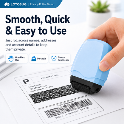 Identity Theft Protection Roller Stamp – Privacy Guard for Hiding Personal Information, Security Ink Roller for Mail, Documents & Labels