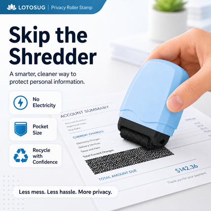 Identity Theft Protection Roller Stamp – Privacy Guard for Hiding Personal Information, Security Ink Roller for Mail, Documents & Labels
