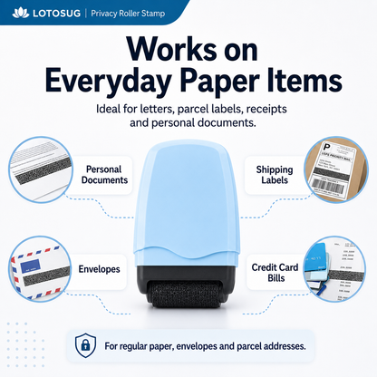 Identity Theft Protection Roller Stamp – Privacy Guard for Hiding Personal Information, Security Ink Roller for Mail, Documents & Labels