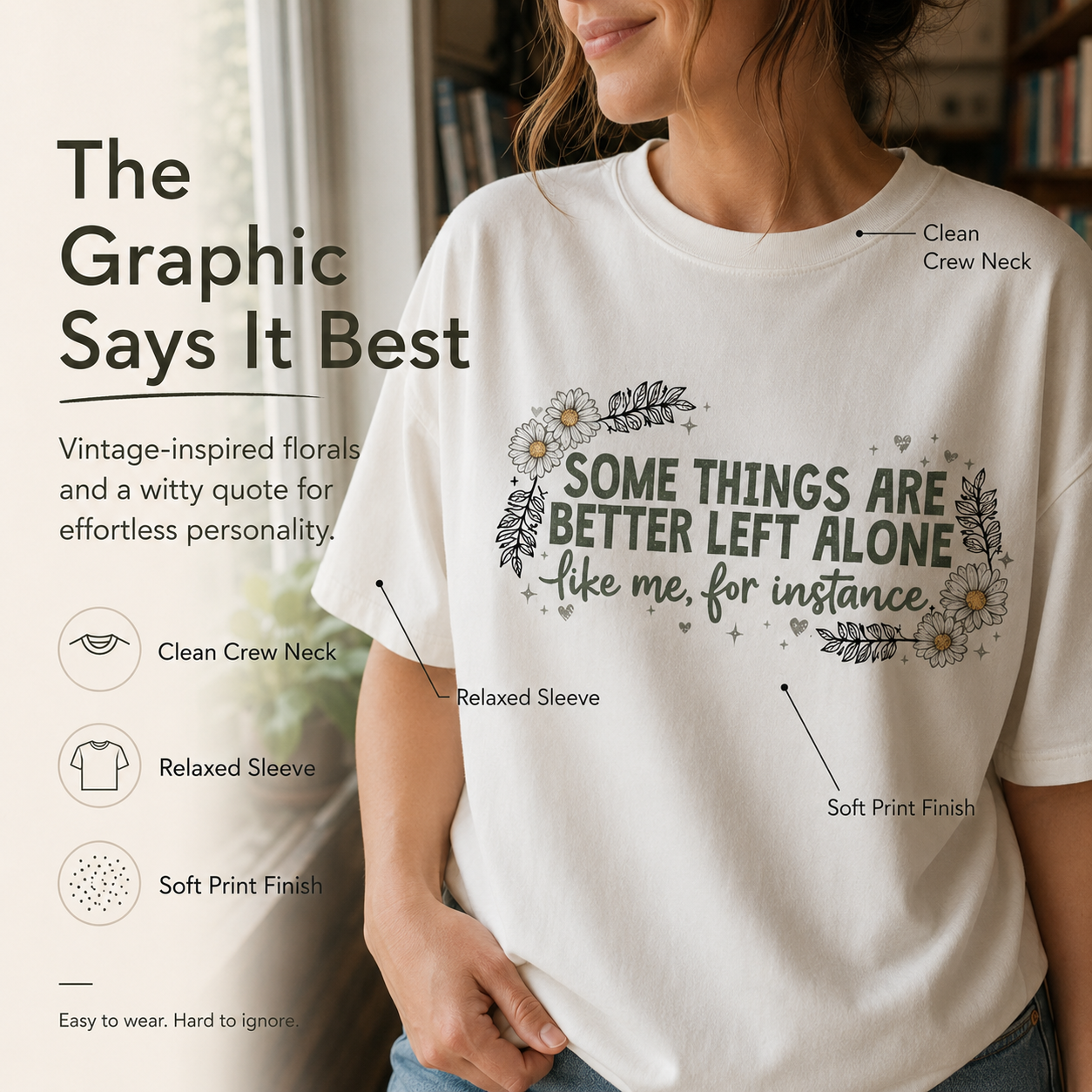 Funny Introvert Shirt Women Plus Size Sarcastic Floral Graphic Tee
