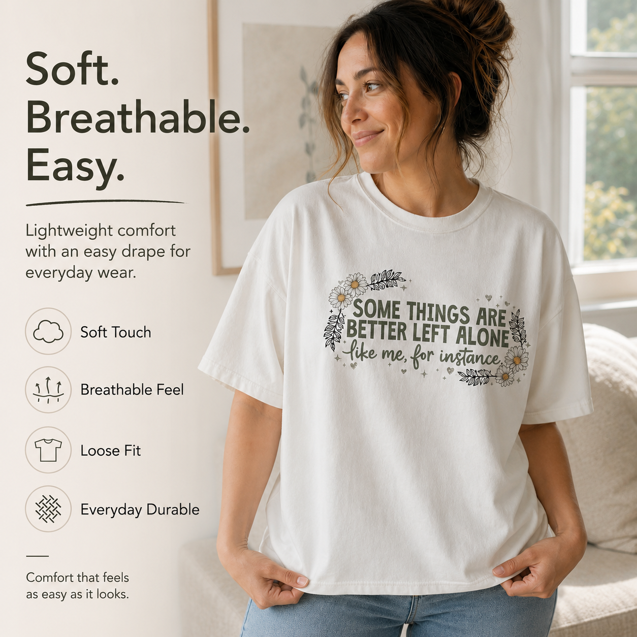 Funny Introvert Shirt Women Plus Size Sarcastic Floral Graphic Tee