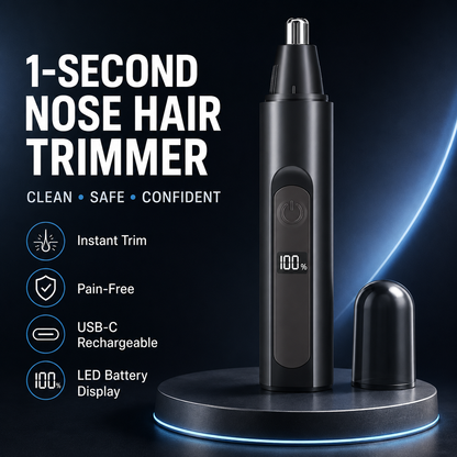 Professional Electric Nose Hair Trimmer with LED Display – Painless Ear, Eyebrow & Facial Hair Remover for Men & Women