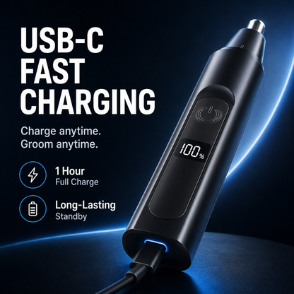 Professional Electric Nose Hair Trimmer with LED Display – Painless Ear, Eyebrow & Facial Hair Remover for Men & Women
