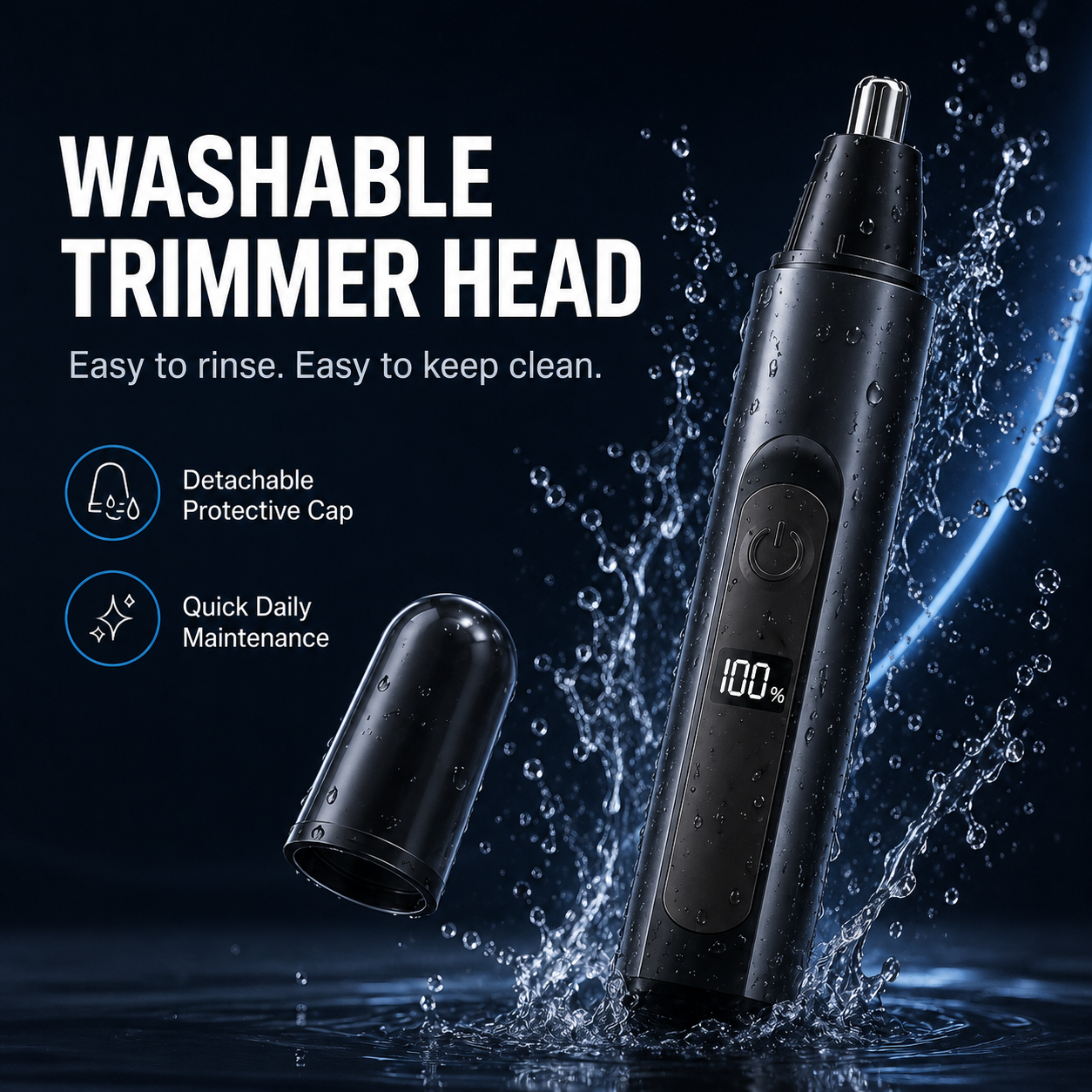 Professional Electric Nose Hair Trimmer with LED Display – Painless Ear, Eyebrow & Facial Hair Remover for Men & Women