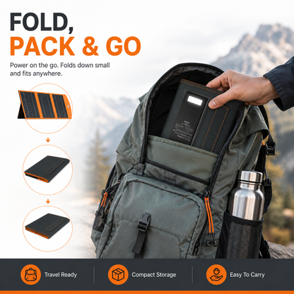 🔥Foldable Portable Solar Panel, Fast Charging with 1 Type-C & 2 USB-A Ports