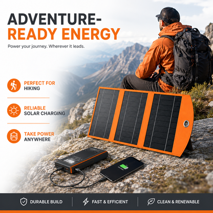 🔥Foldable Portable Solar Panel, Fast Charging with 1 Type-C & 2 USB-A Ports