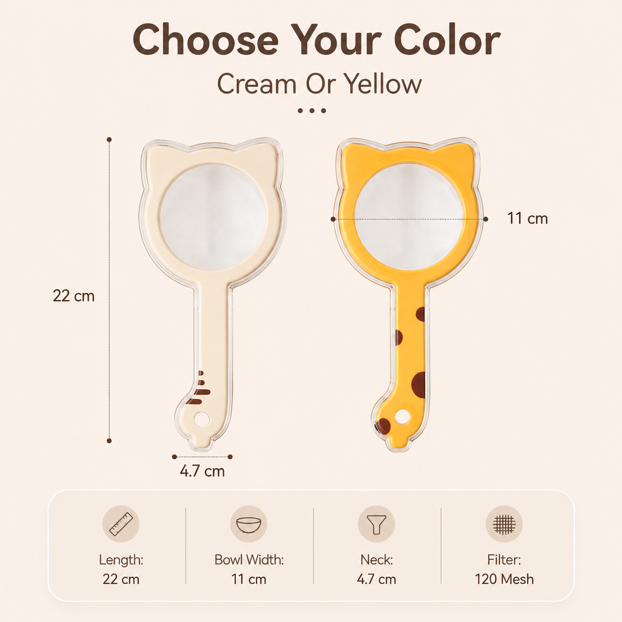 🐱 Cat Ear Fine Mesh Strainer – Multi-Purpose Kitchen Filter for Coffee, Tea & Flour