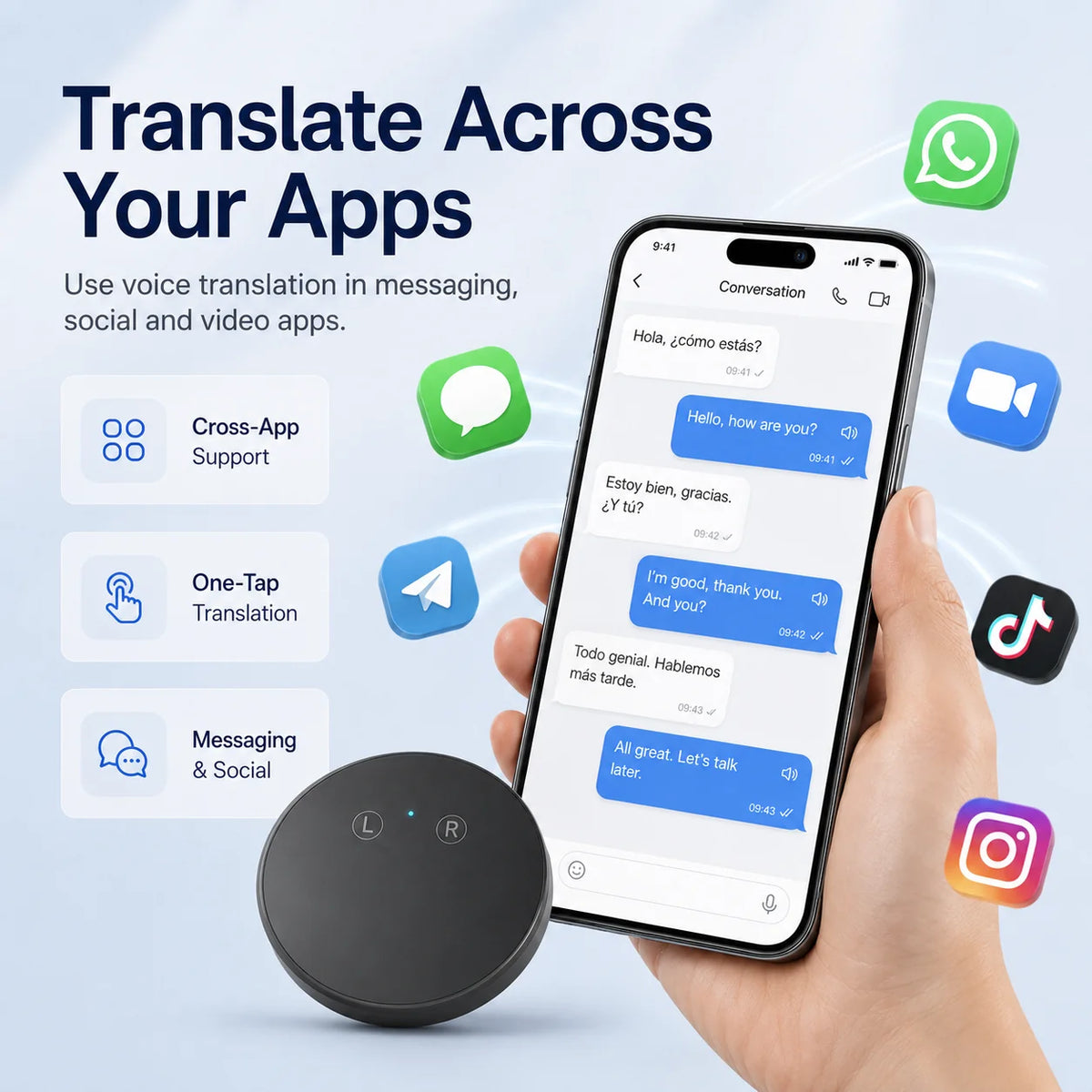 🔥LAST DAY 49% OFF🔥AI Language Translator Device – Real-Time Two-Way Voice Translator with Multi-Language Support
