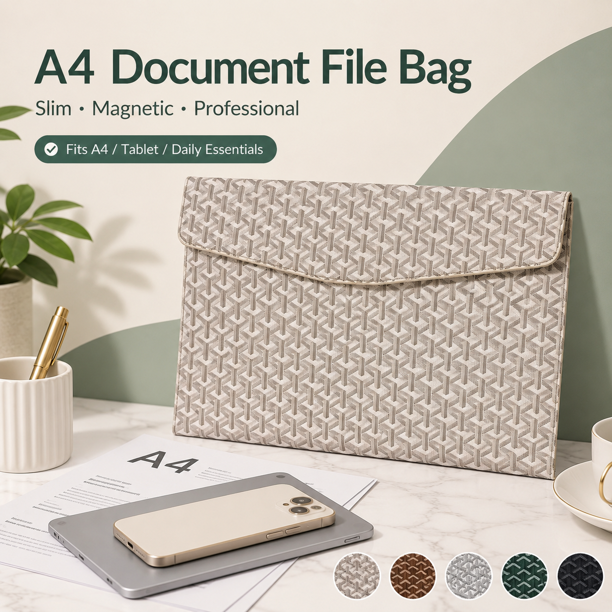 A4 Padfolio Document Organizer – 13" Laptop & Tablet Sleeve with Magnetic Closure