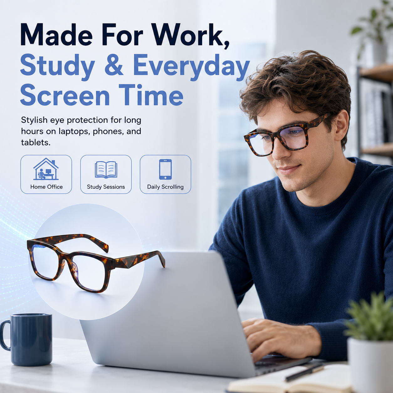 Women's Blue Light Blocking Glasses – UV400 Protection, Lightweight Angular Frame for Work, Reading & Daily Screen Use