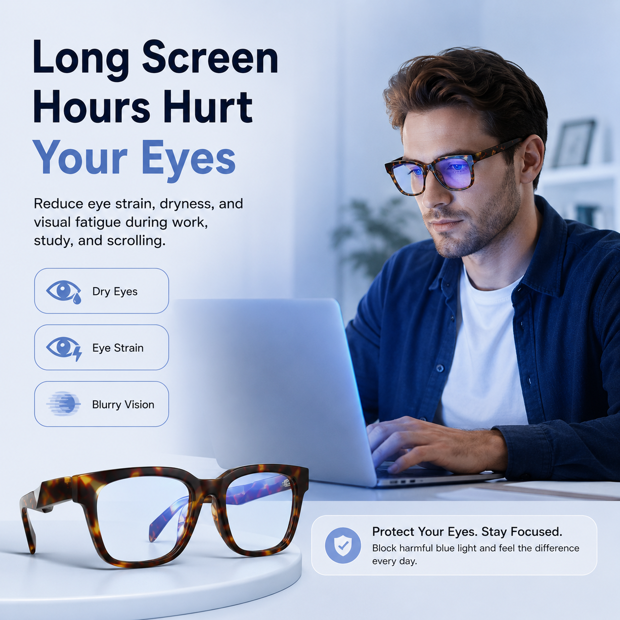 Women's Blue Light Blocking Glasses – UV400 Protection, Lightweight Angular Frame for Work, Reading & Daily Screen Use