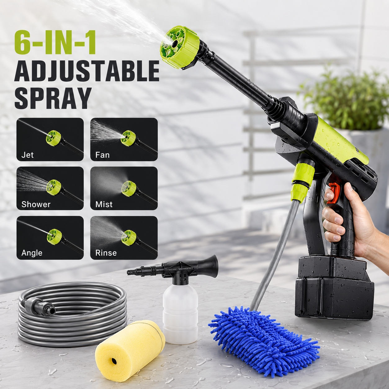 Cordless Portable Pressure Washer | Battery-Powered High-Pressure Car Wash Gun for Home & Outdoor Cleaning