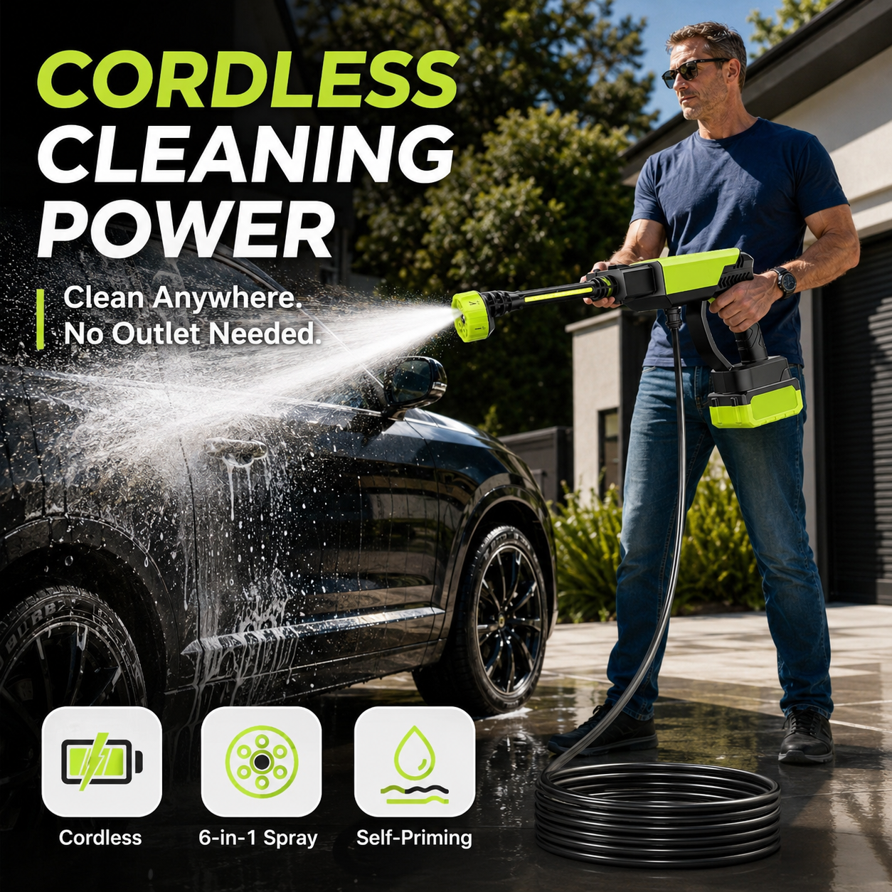 🔋 50% OFF Dual-Battery Cordless Pressure Washer with 6-in-1 Nozzle
