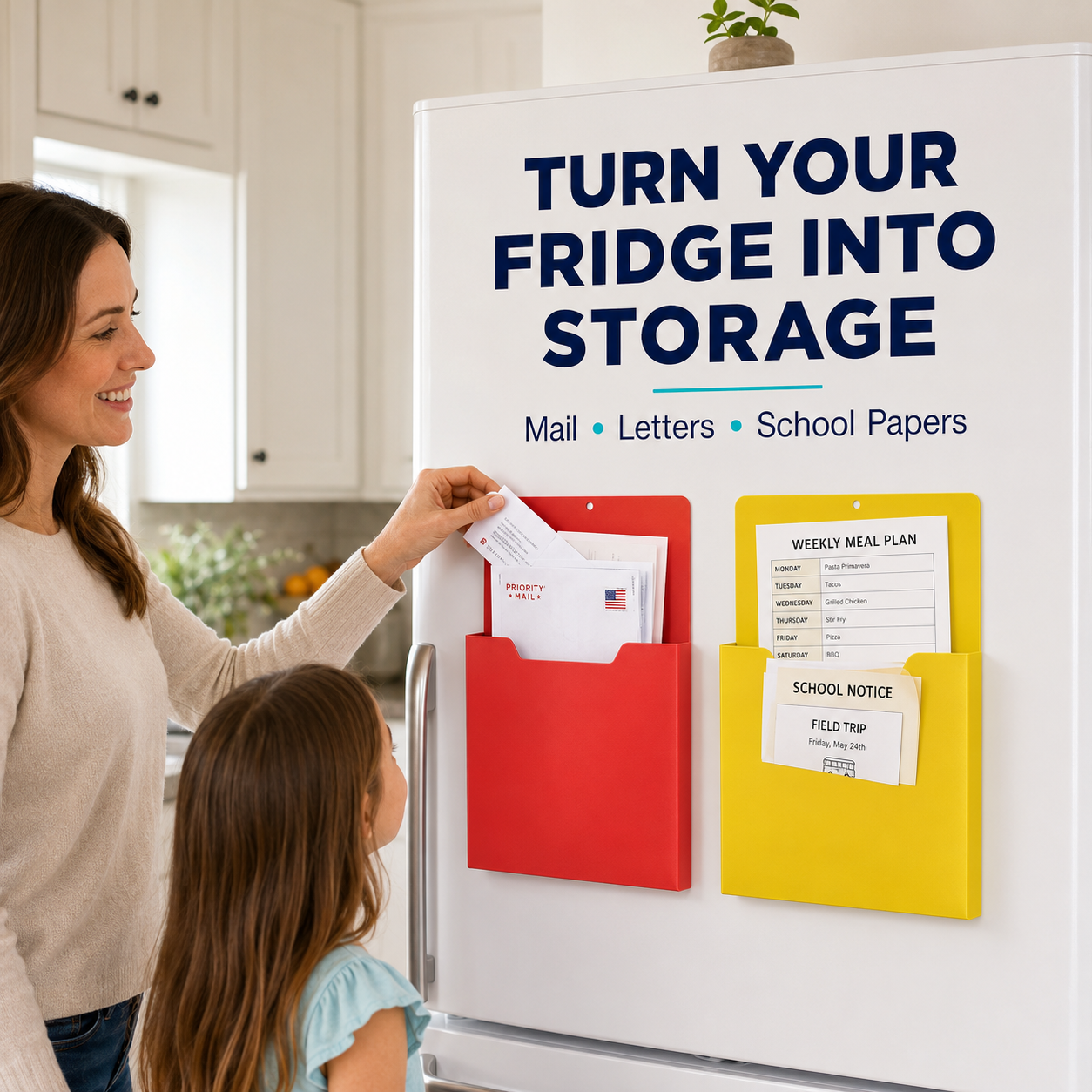 Magnetic File Organizer  | Wall-Mount Folder Holder for Classroom, Office, Whiteboard & Refrigerator