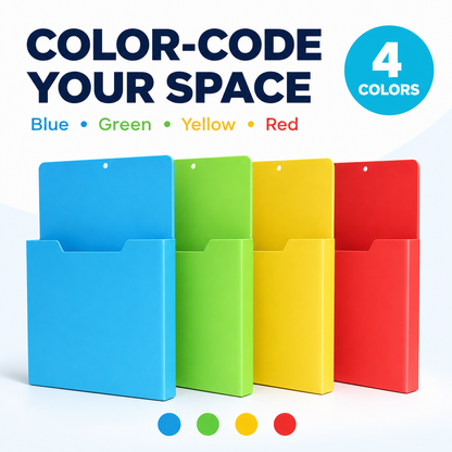 Magnetic File Organizer  | Wall-Mount Folder Holder for Classroom, Office, Whiteboard & Refrigerator