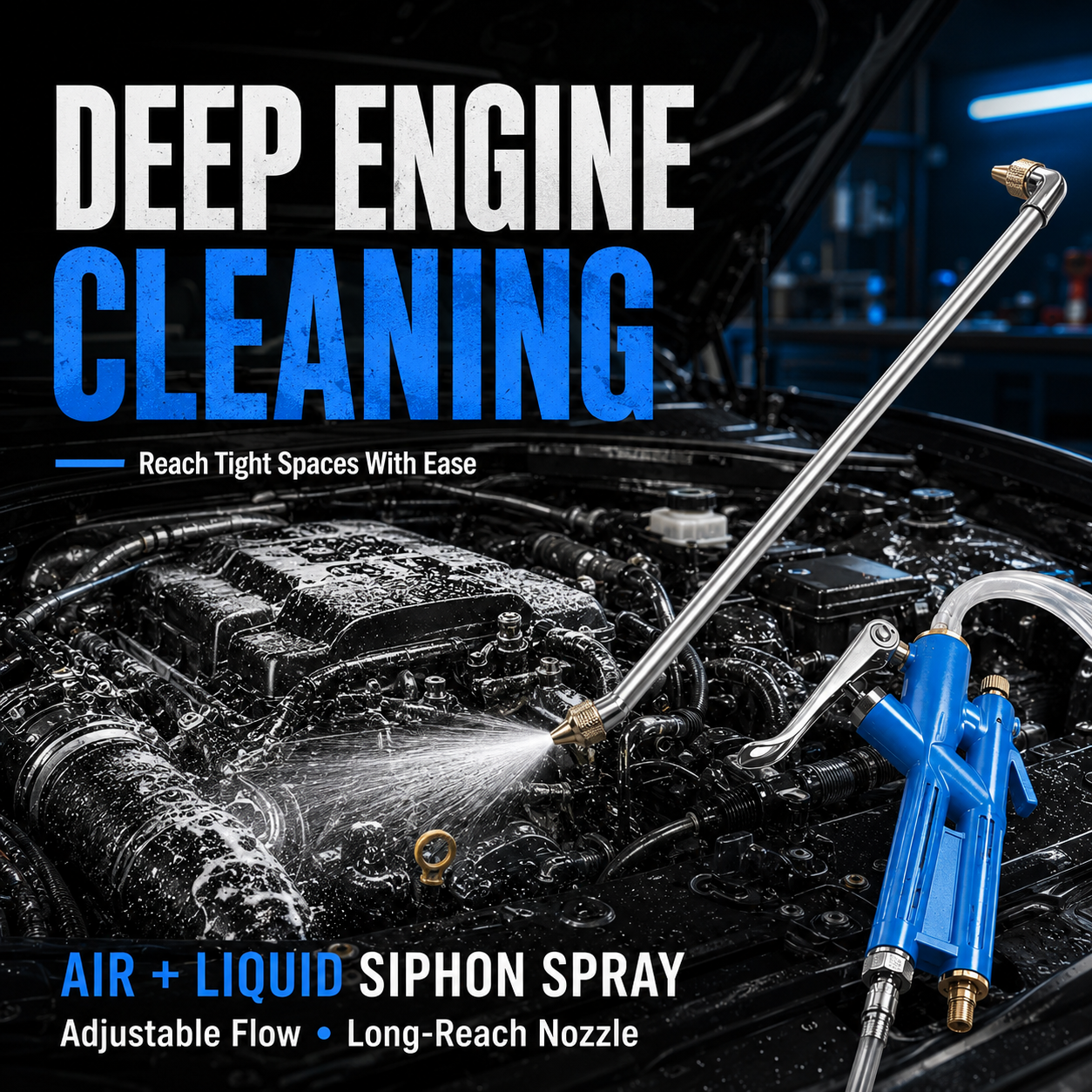 2-in-1 Air & Water Cleaning Gun – High-Pressure Dust Blower & Engine Cleaning Sprayer for Cars, Garages & Workshops