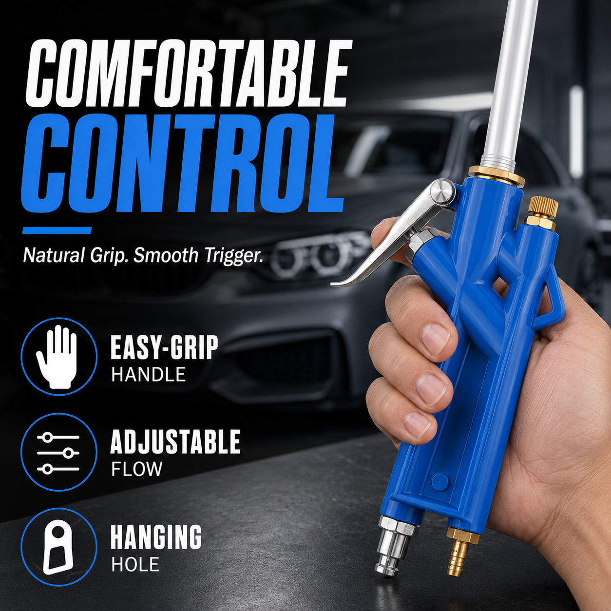 2-in-1 Air & Water Cleaning Gun – High-Pressure Dust Blower & Engine Cleaning Sprayer for Cars, Garages & Workshops