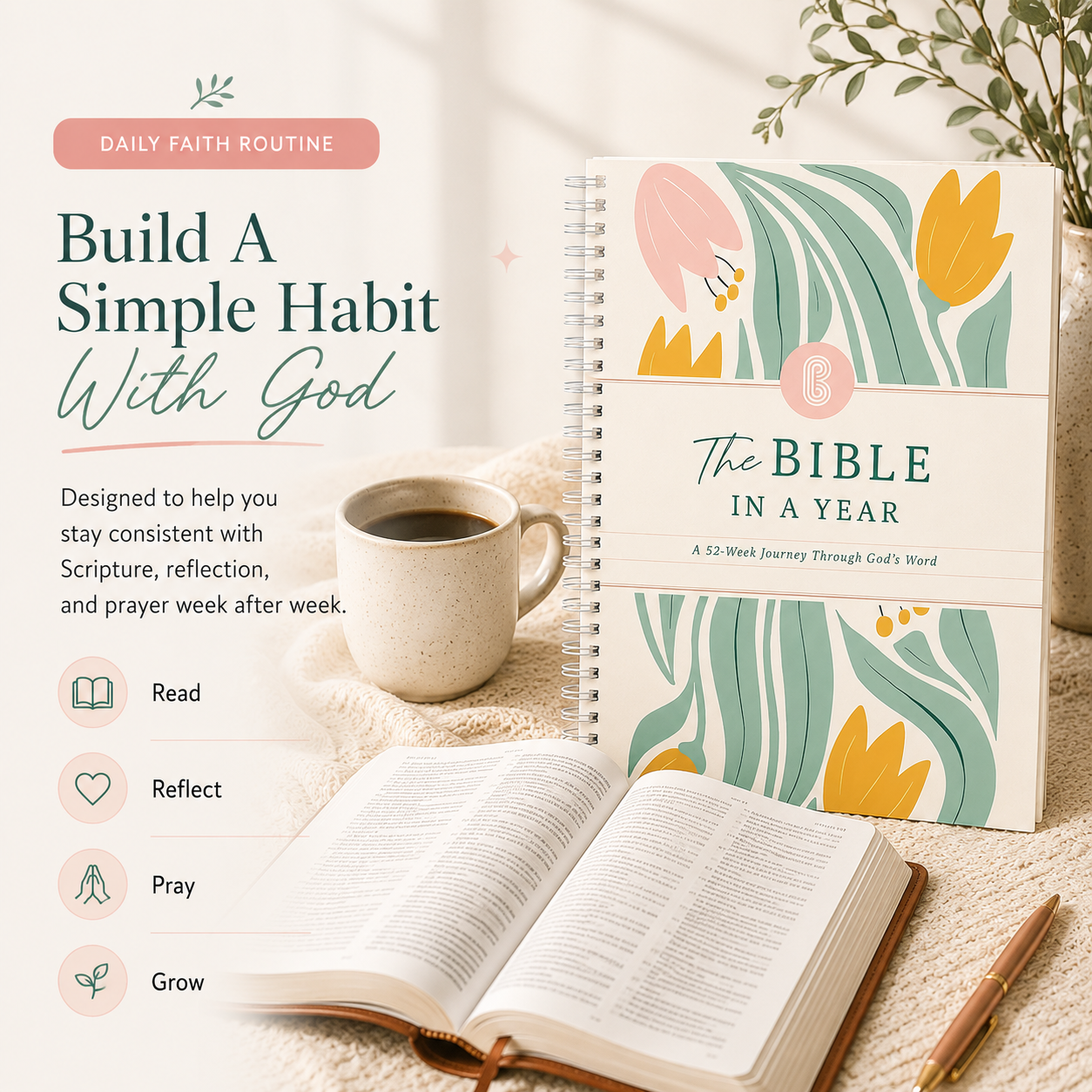 The Bible In A Year™ Journal | 52-Week Guided Bible Study & Prayer Journal