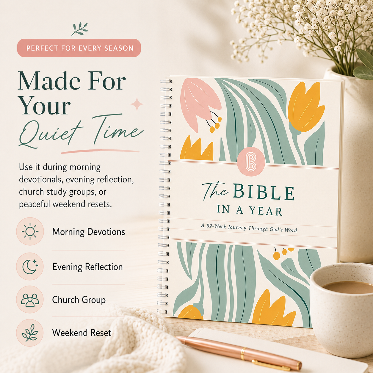 The Bible In A Year™ Journal | 52-Week Guided Bible Study & Prayer Journal