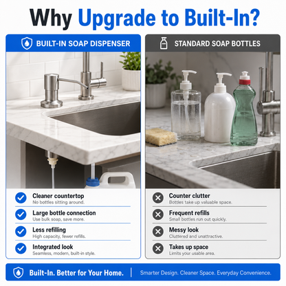 No-Refill Kitchen Sink Soap Dispenser – Brushed Nickel with 39" Extension Tube, Leak-Proof Countertop Pump