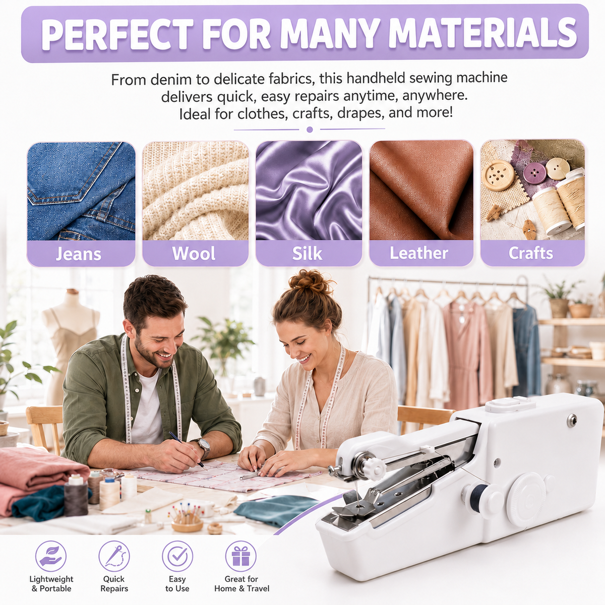 🔥Hot Deal｜Portable Handheld Sewing Machine, Fast Fabric Repair At Home