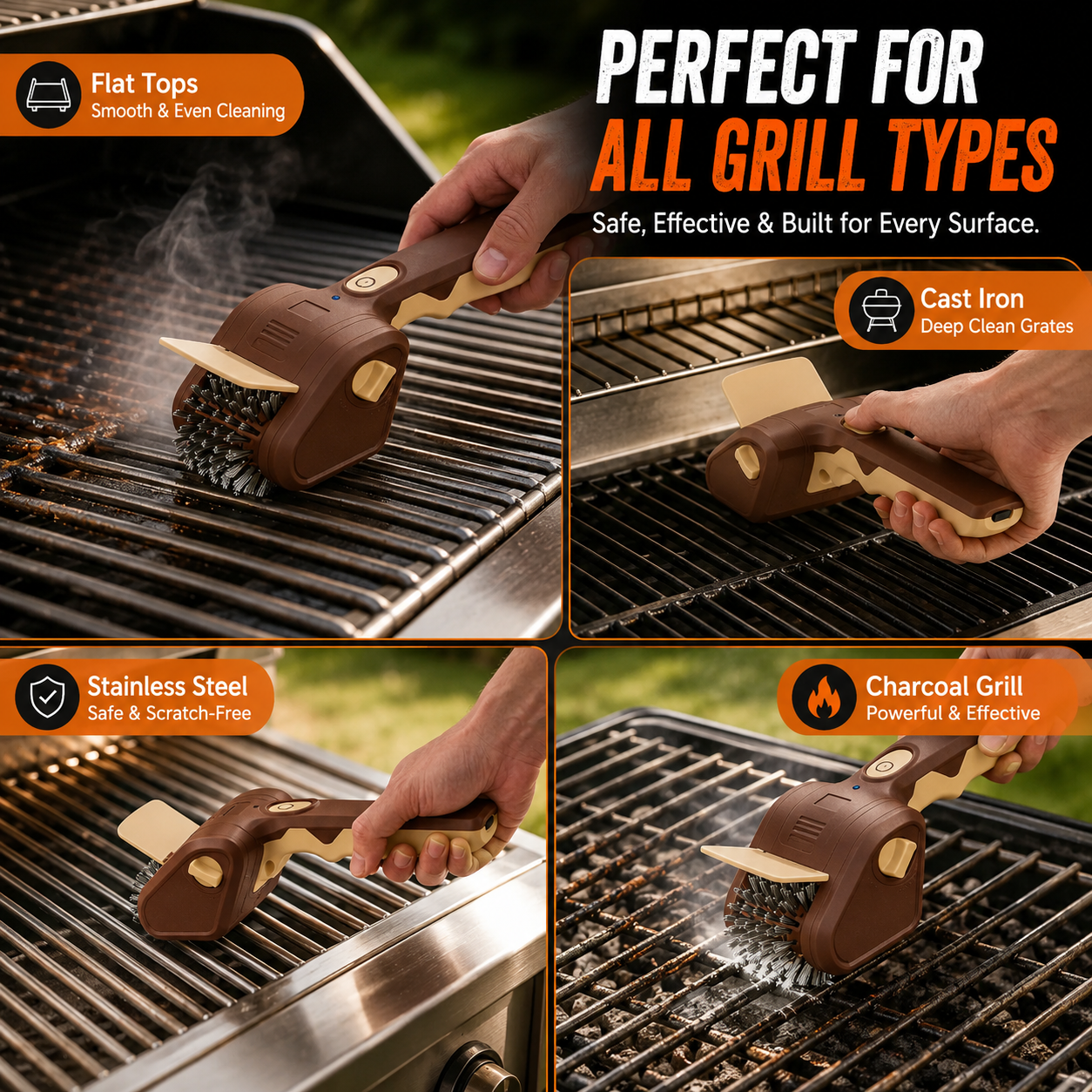 ⚡Electric BBQ Grill Brush | Bristle-Free Cordless Grill Cleaner