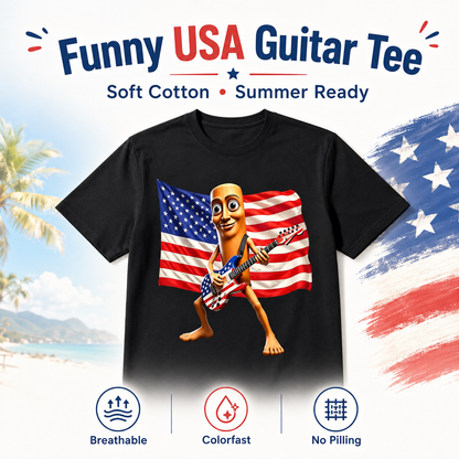 4th of July Shirts, American Flag Guitar Tung Tung Tung Sahur Shirt