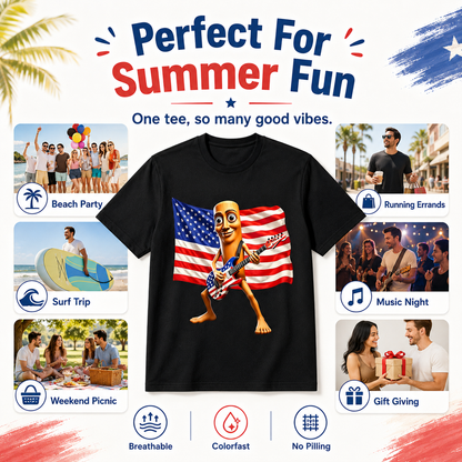 4th of July Shirts, American Flag Guitar Tung Tung Tung Sahur Shirt