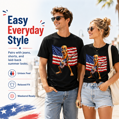 4th of July Shirts, American Flag Guitar Tung Tung Tung Sahur Shirt