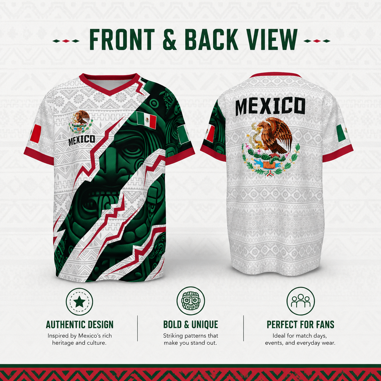 Mexico National Team Style Soccer Jersey 2026 V-Neck for Fans & Players