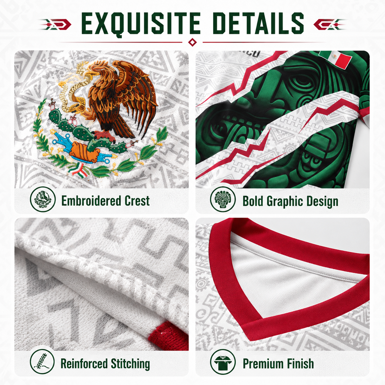 Mexico National Team Style Soccer Jersey 2026 V-Neck for Fans & Players