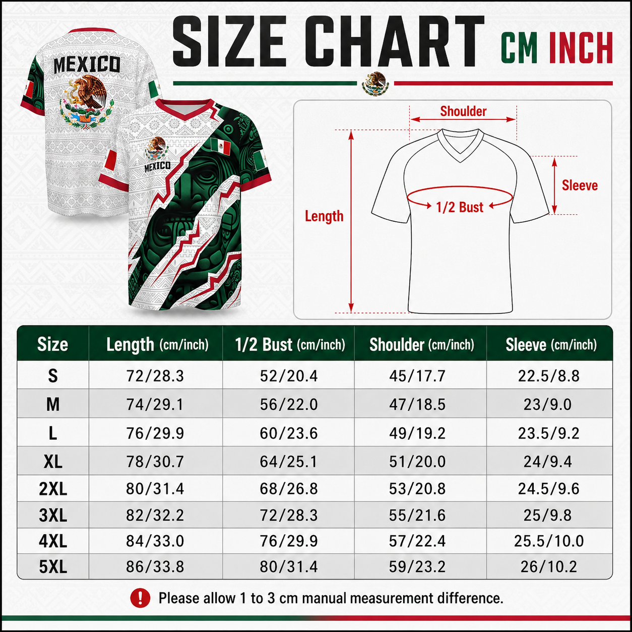 Mexico National Team Style Soccer Jersey 2026 V-Neck for Fans & Players