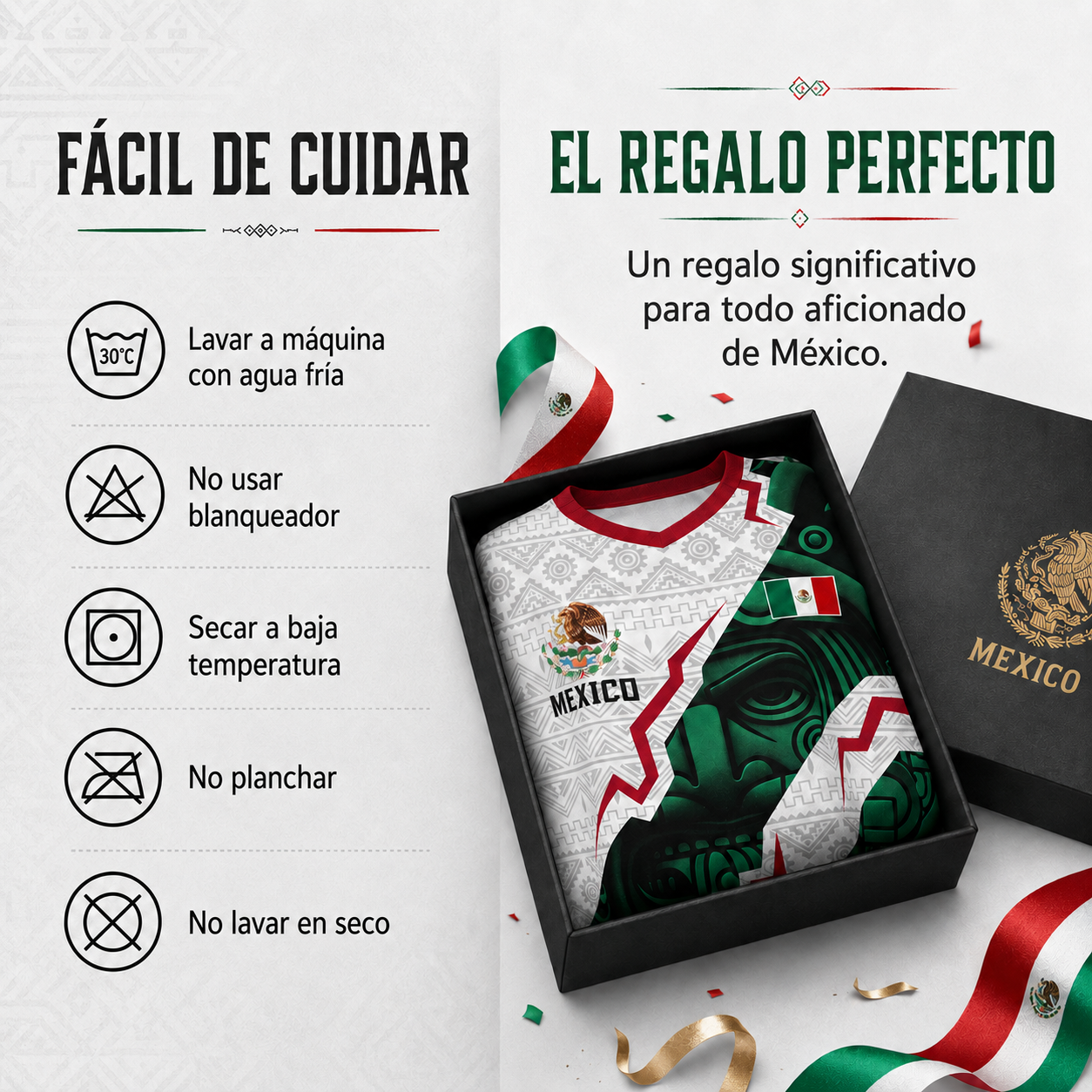 Camiseta de fútbol con cuello en V de la selección mexicana 2026, estilo para aficionados y jugadores. (Mismo tamaño y estilo para hombres y mujeres).