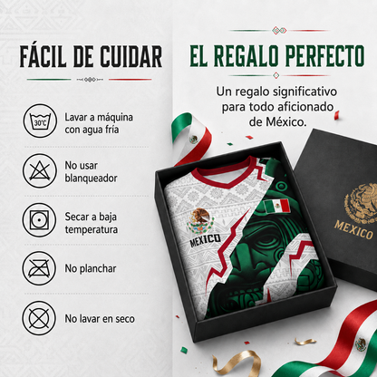 Camiseta de fútbol con cuello en V de la selección mexicana 2026, estilo para aficionados y jugadores. (Mismo tamaño y estilo para hombres y mujeres).