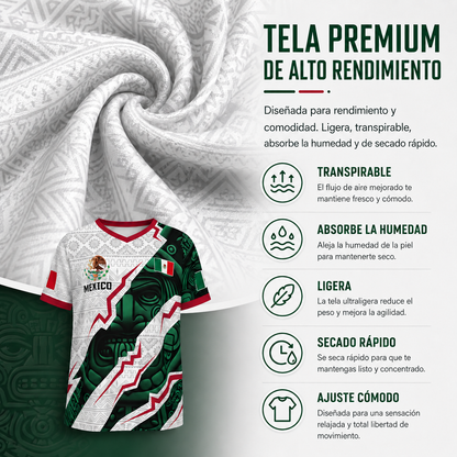 Camiseta de fútbol con cuello en V de la selección mexicana 2026, estilo para aficionados y jugadores. (Mismo tamaño y estilo para hombres y mujeres).