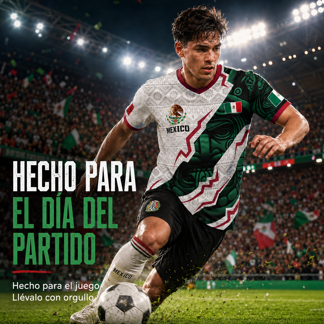 Camiseta de fútbol con cuello en V de la selección mexicana 2026, estilo para aficionados y jugadores. (Mismo tamaño y estilo para hombres y mujeres).