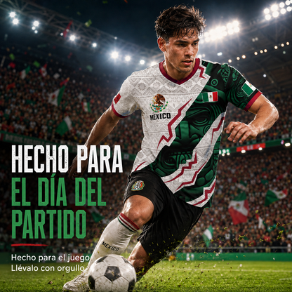 Camiseta de fútbol con cuello en V de la selección mexicana 2026, estilo para aficionados y jugadores. (Mismo tamaño y estilo para hombres y mujeres).