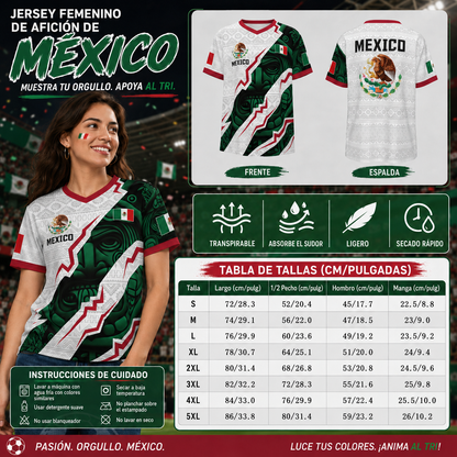 Camiseta de fútbol con cuello en V de la selección mexicana 2026, estilo para aficionados y jugadores. (Mismo tamaño y estilo para hombres y mujeres).