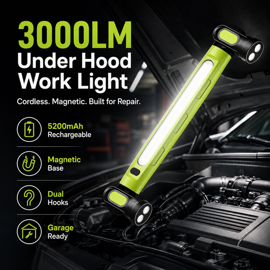 🛠️3000LM Cordless Under Hood Work Light Bar for Car Repair & Garage Use