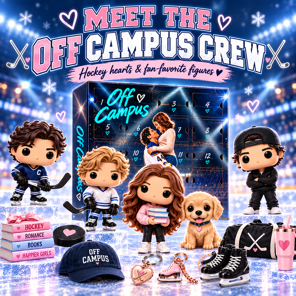 🏒 Off Campus 24-Day Collectible Surprise Calendar💗 – Hockey Romance Mini Figures & Gift Set🎁