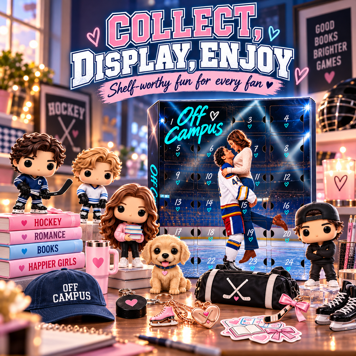 🏒 Off Campus 24-Day Collectible Surprise Calendar💗 – Hockey Romance Mini Figures & Gift Set🎁