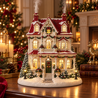 🎄 Christmas Village Aroma Diffuser – Glowing Holiday House with Chimney Mist & Essential Oil Scent