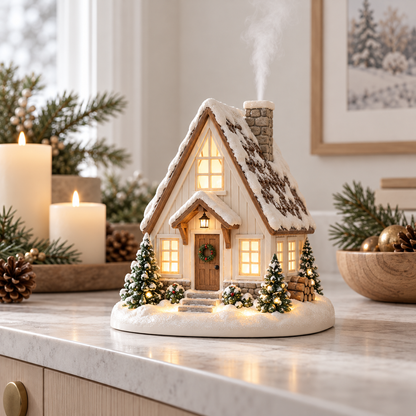 🎄 Christmas Village Aroma Diffuser – Glowing Holiday House with Chimney Mist & Essential Oil Scent