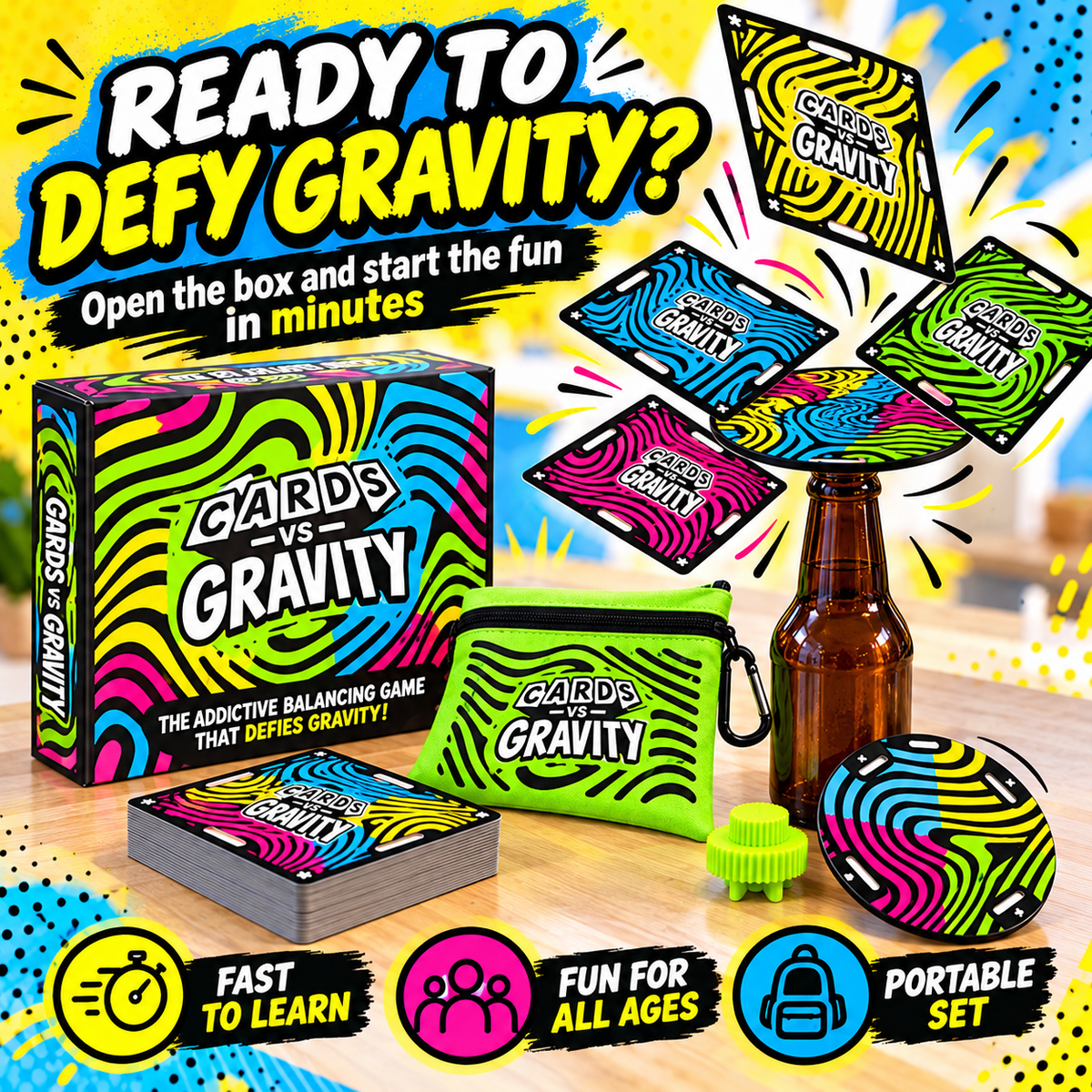 🔥 50% OFF Today! Cards vs Gravity – Waterproof Card Balancing Game for Parties & Travel