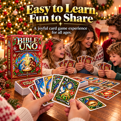 ⏰ LAST DAY 50% OFF✝️ Bible UNO Card Game – Stained-Glass Edition for Family Game Nights & Meaningful Christmas Gifts 🎁