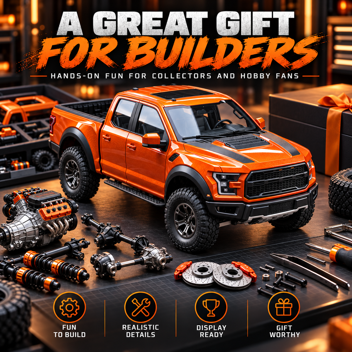 🚙 50% OFF 🔥 DIY Off-Road Pickup Truck Model Kit – Build Your Own Detailed Display Truck