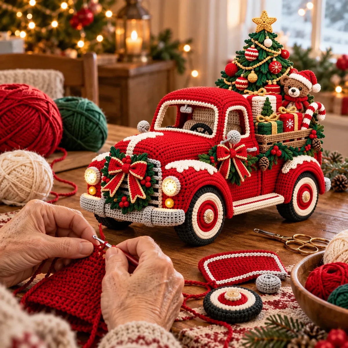 🎄 🧶Crochet Christmas Truck Pattern - Vintage Pickup🛻
