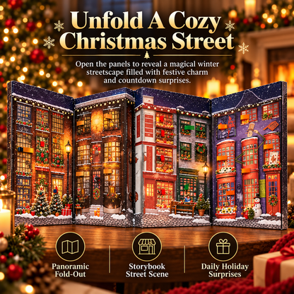 🎄 Christmas Book-Style Advent Calendar – Fold-Out Winter Village, Daily Holiday Surprises & Festive Shelf Décor 🎁✨