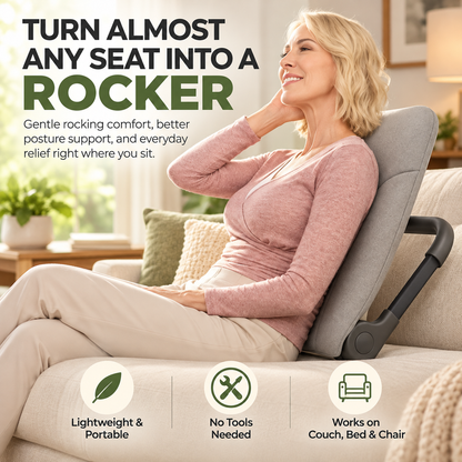 ✨ Portable Rocking Back Support – Turn Almost Any Seat Into a Comfortable Rocker